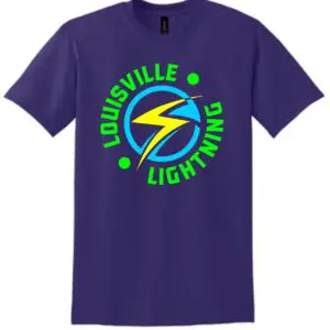 Purple T-shirt with Louisville Lightning logo.
