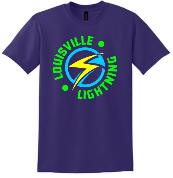 Purple T-shirt with Louisville Lightning logo.