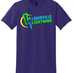 Purple t-shirt with Louisville Lightning logo.