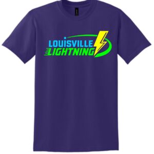 Purple t-shirt with Louisville Lightning logo.