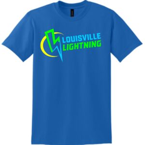 Blue t-shirt with Louisville Lightning logo.