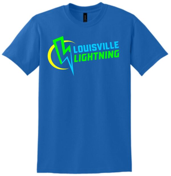 Blue t-shirt with Louisville Lightning logo.