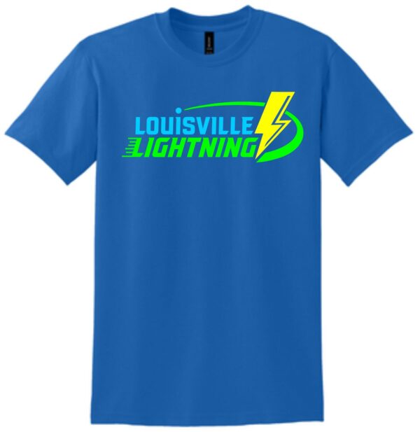 Blue t-shirt with Louisville Lightning logo.