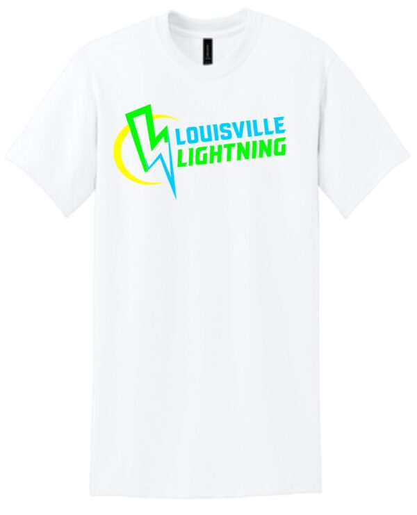 White t-shirt with Louisville Lightning logo.