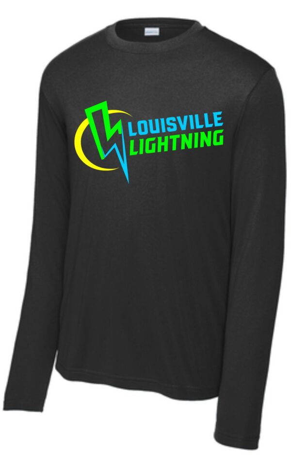 Black long-sleeve shirt with Louisville Lightning logo.