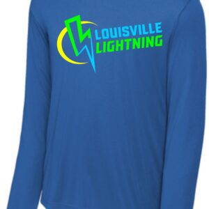 Blue long-sleeve shirt with Louisville Lightning logo.