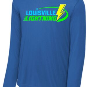 Blue long-sleeve shirt with Louisville Lightning logo.