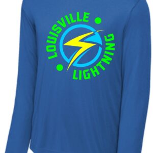 Blue long-sleeve shirt with Louisville Lightning logo.