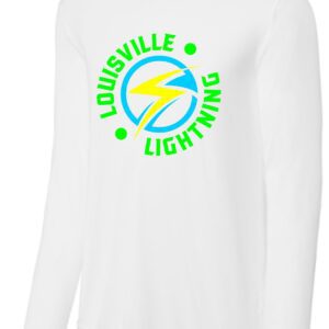 White long-sleeve shirt with Louisville Lightning logo.