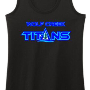 Black tank top with Wolf Creek Titans logo.