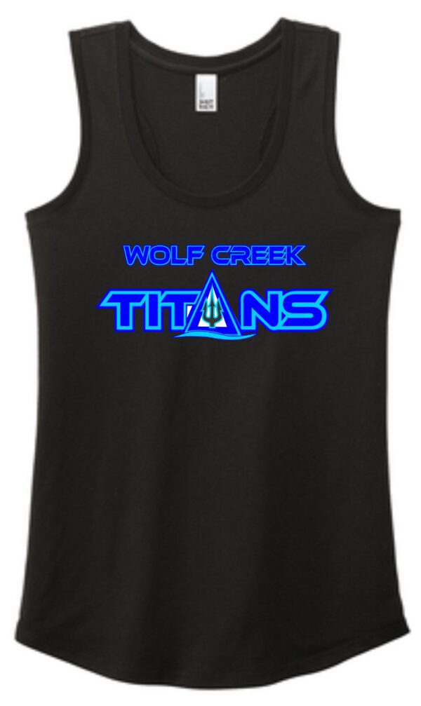 Black tank top with Wolf Creek Titans logo.