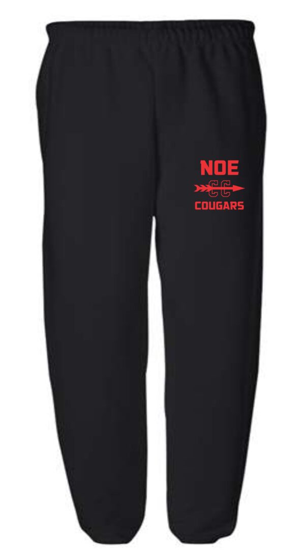 Black sweatpants with red Noe CC Cougars logo.