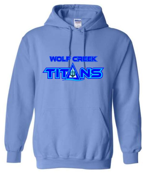 Blue Wolf Creek Titans hoodie.