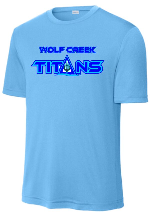 Wolf Creek Titans blue t-shirt.