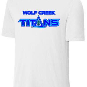 White t-shirt with Wolf Creek Titans logo.