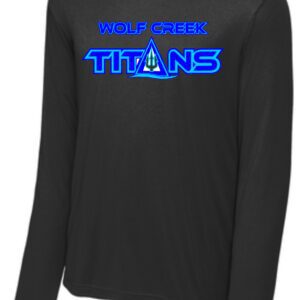 Black long-sleeve shirt with Wolf Creek Titans logo.