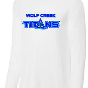 White long sleeve shirt with Wolf Creek Titans logo.