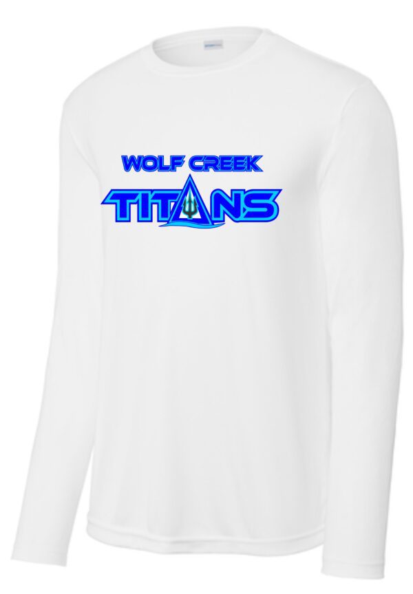 White long sleeve shirt with Wolf Creek Titans logo.