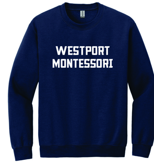 Westport Montessori Heather Sport Navy Blue Crewneck sweatshirt G18000 - Image 2