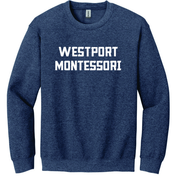 Westport Montessori Heather Sport Navy Blue Crewneck sweatshirt G18000