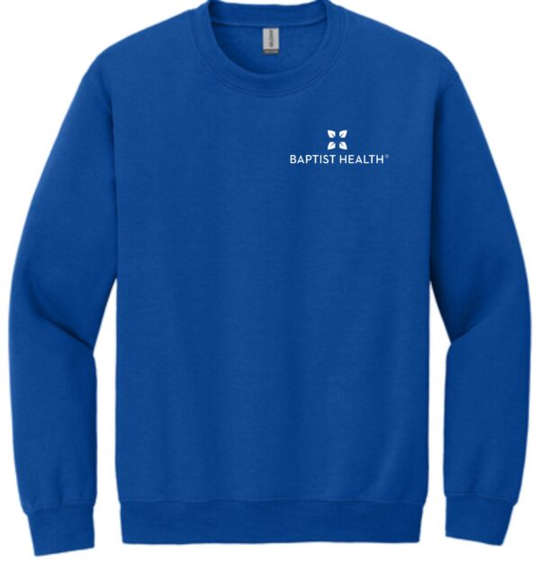 Royal Blue G18000 Crewneck Sweatshirt with embroidered logos